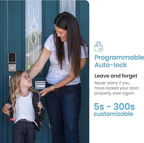 Miniatura 5 de Lockly Smart Lock Modelo 7S, cerradura de puerta inteligente Bluetooth, entrada sin llave con teclado digital PIN Genie, cerrojo de bloqueo de