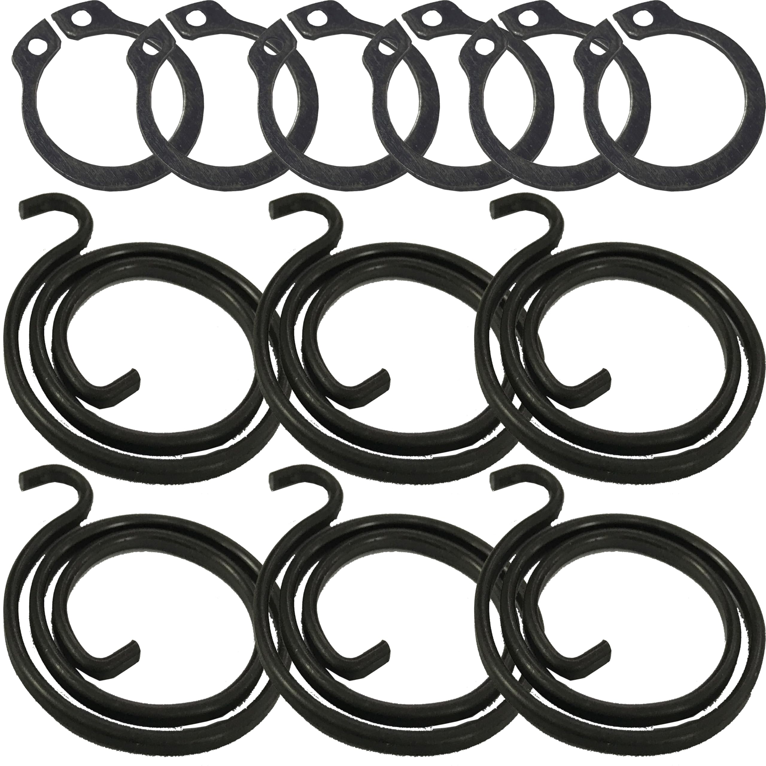 Door Handle Spring & Circlip Repair Kit, Pack of 6 Sets – 2.25 Turn 1.8mm Metal Coil Springs with Matching Circlips for Interior Lever Handles, Lever-on-Rose & Backplate Door Repair