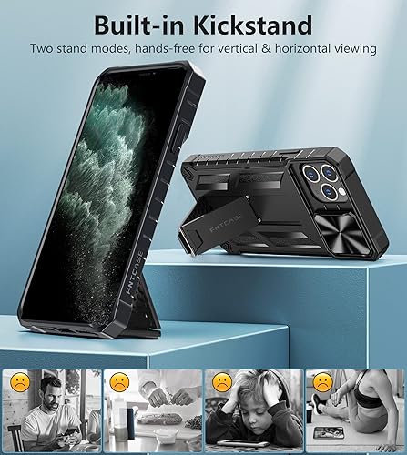 Miniatura 4 de FNTCASE Funda para iPhone 11 Pro-Max protección contra caídas y golpes de grado militar con función atril y tobogán Protector resistente