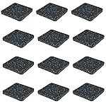 Protect Your Floors with High-Density Rubber Treadmill Mat Pads - Set of 12, 3.94 x 3.94 x 0.5 Exercise Equipment Mats Black