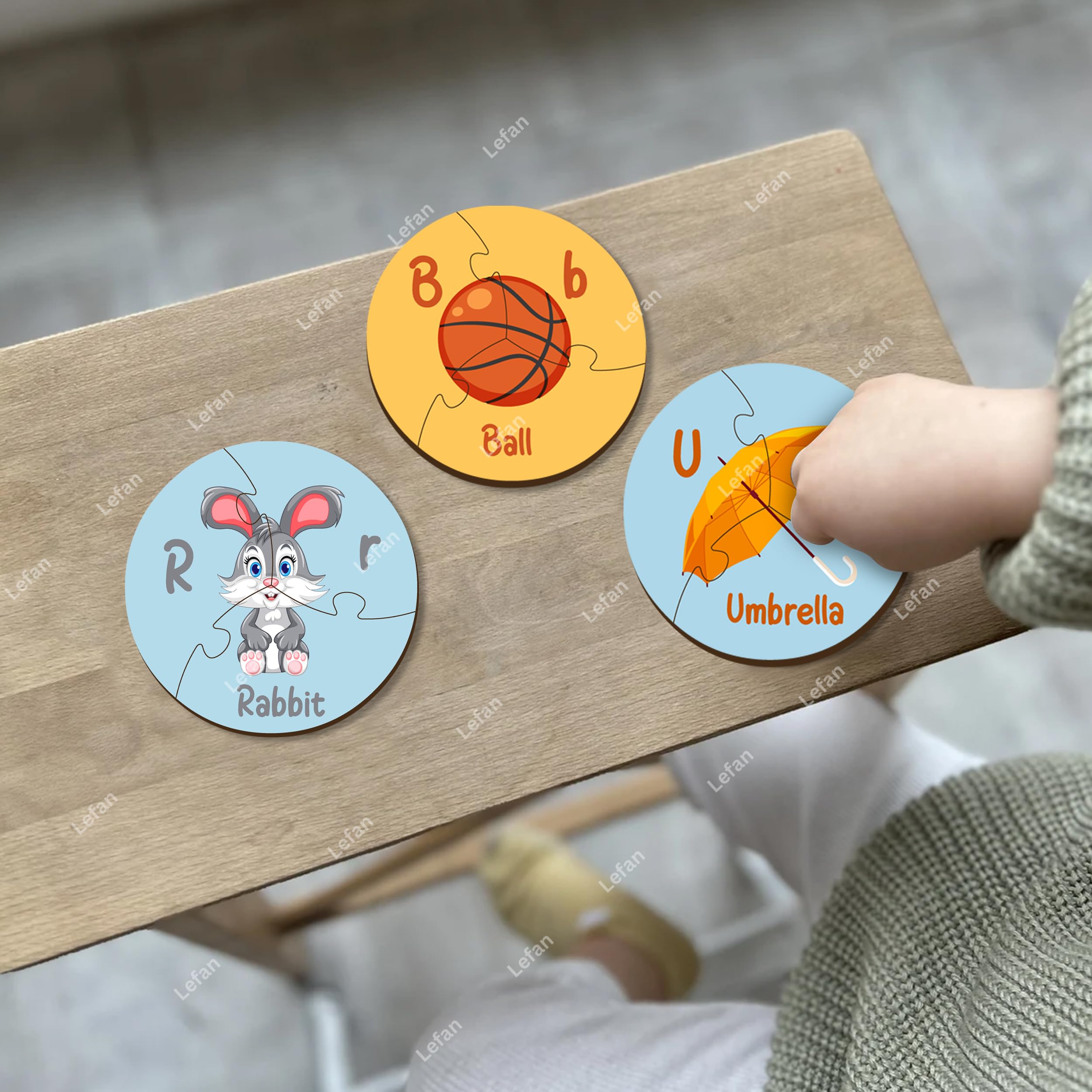 Lefan Round Alphabet Jigsaw Puzzle for Kids Educational ABC Learning Toy 26 Piece Circular Puzzle Preschool Montessori Game Colorful Wooden Letters Toddlers Age 2 3 4 5 Years - Image 9 thumbnail