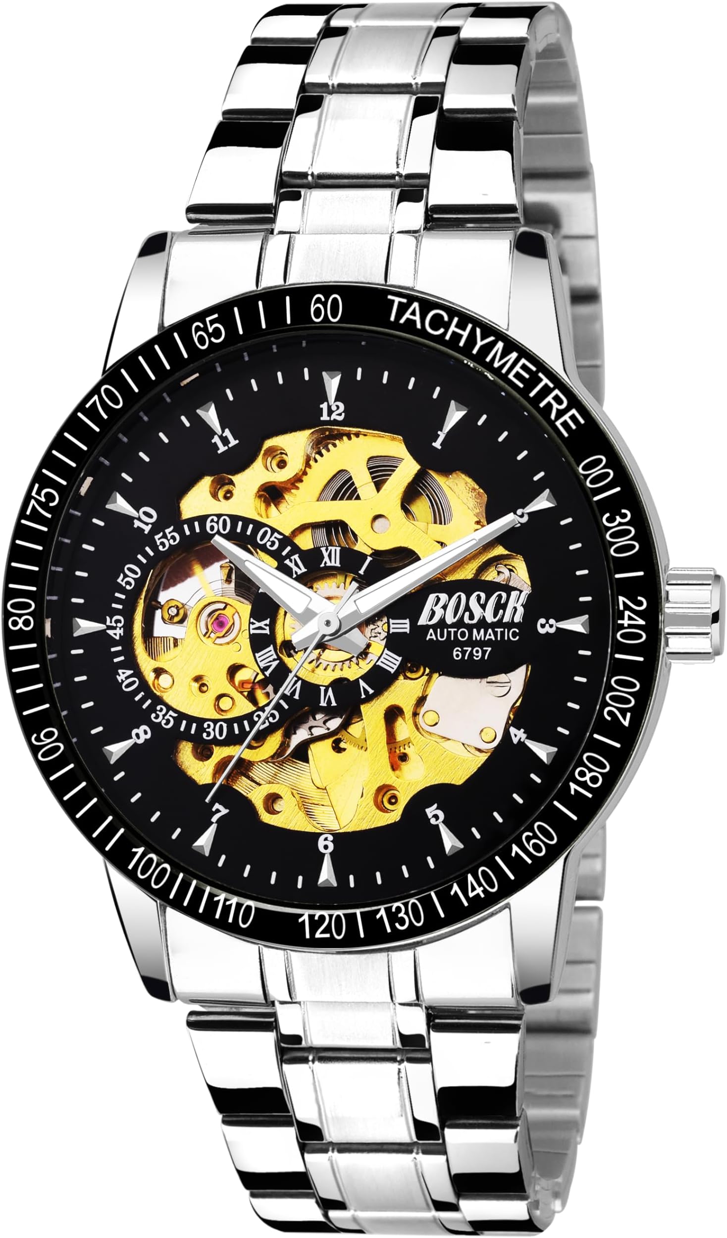 SPYN Automatic Mechanical Gold Colour Dial Men's Watch - M4S - Analog, Stainless Steel