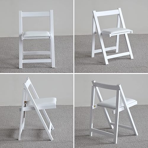 Miniatura 9 de FUNROLUX Sillas de comedor plegables de madera con asientos acolchados, paquete de 2 sillas plegables para mesa de cocina, eventos, fiestas, jardín,