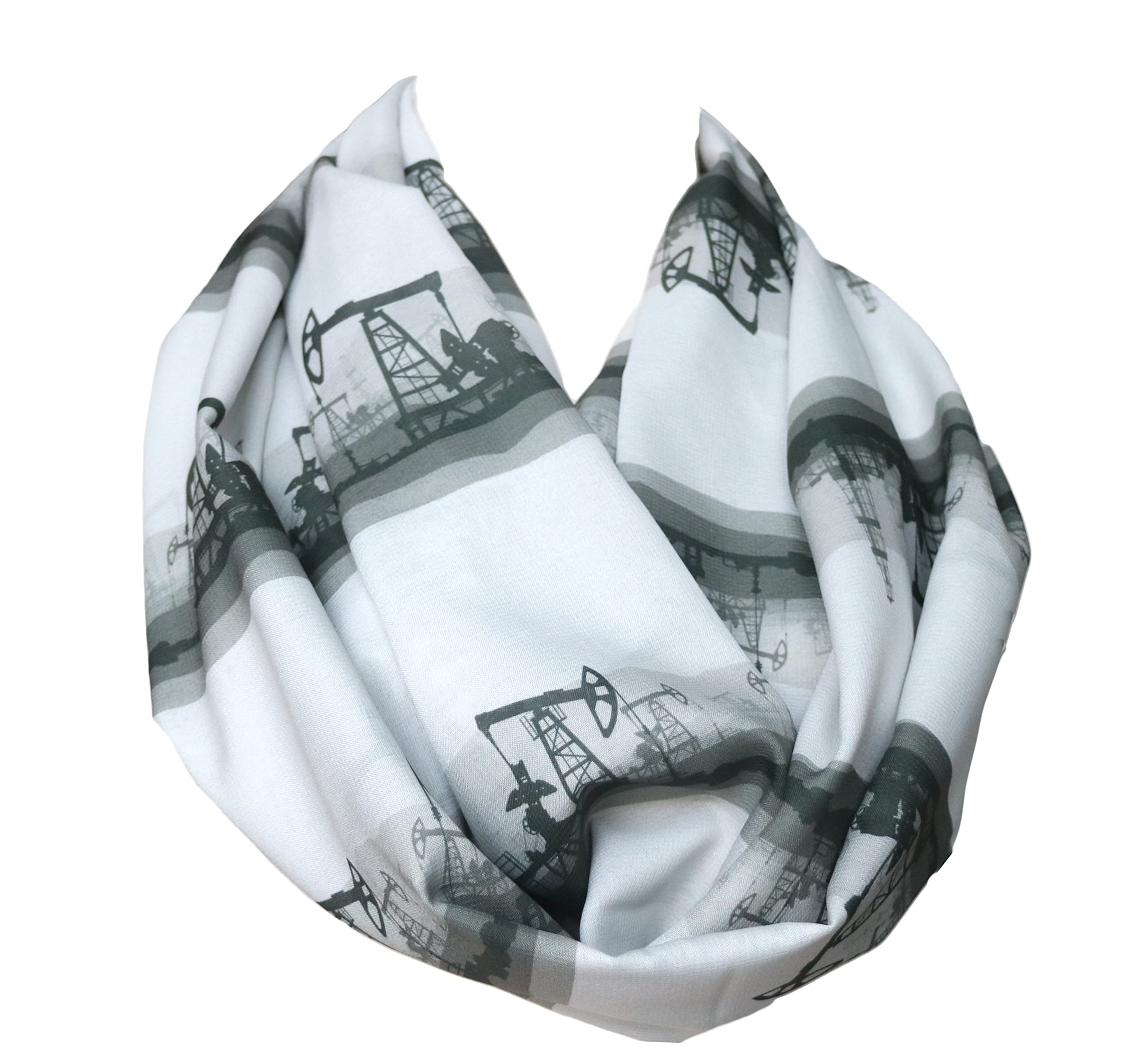 Di Capanni Oil Pump Jack infinity scarf for women in energy oil and gas industry accessories accountant apparel shawls gray, Gray, M