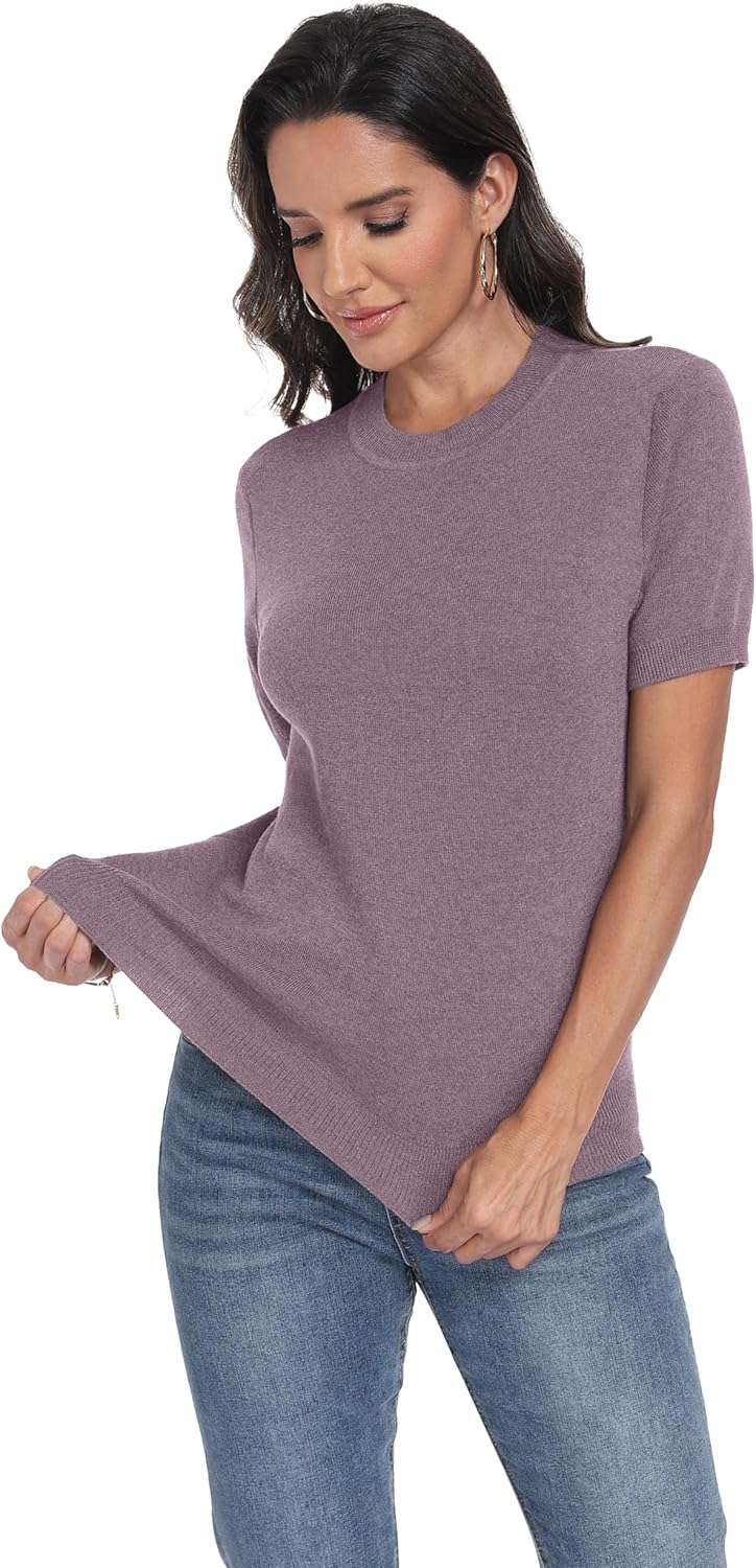 Lepunuo Women's Spring Summer Lightweight Short Sleeve Wool Blend Business Casual Knit Tops Pullover Sweaters - Image 4