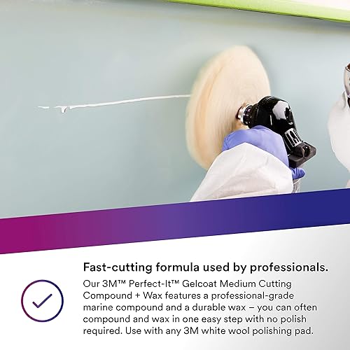 Miniatura 5 de 3M Perfect-It Gelcoat - Compuesto de corte medio + cera, 36107, 1 galón, proceso de un solo paso, P1500 y arañazos más finos, removedor de oxidación