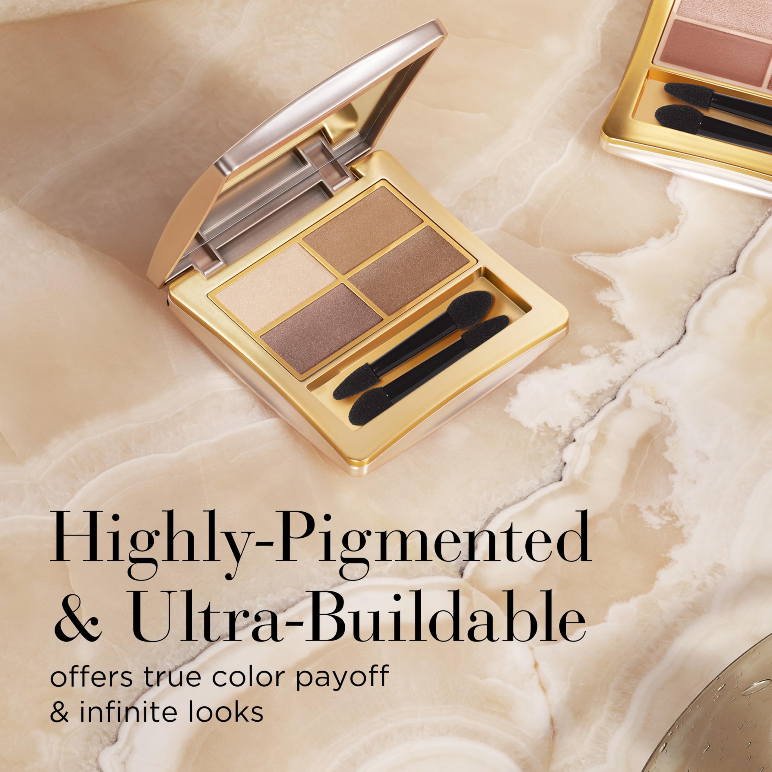 Elizabeth Arden - Eyeshadow Quad in Oh So neutralna, na bazie minerałów, bez talku, wegańskie cienie do powiek dla długotrwałego, odpornego na rozmazywanie, aksamitne wykończenie, 3 g