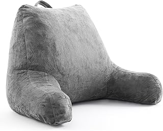 Reading Pillow Back Support Pillow for Sitting in Bed Kids, Firm Backrest Pillow Shredded Memory Foam Back Cushion Rest Pillow Backrest Pillows Book Pillow for Reading in Bed with Arms