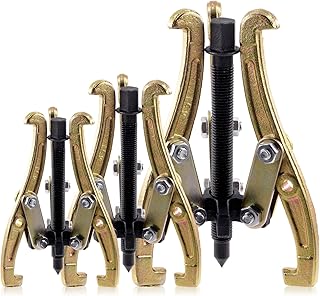 Glarks 3Pcs 3/4 / 6 Inch Heavy Duty 3-Jaw Gear Puller Removal Tool Kit, Universal Pulley Puller with Reversible Jaws Set, Internal External Removal for Pulley, Slide Gear, Bearing and Flywheel