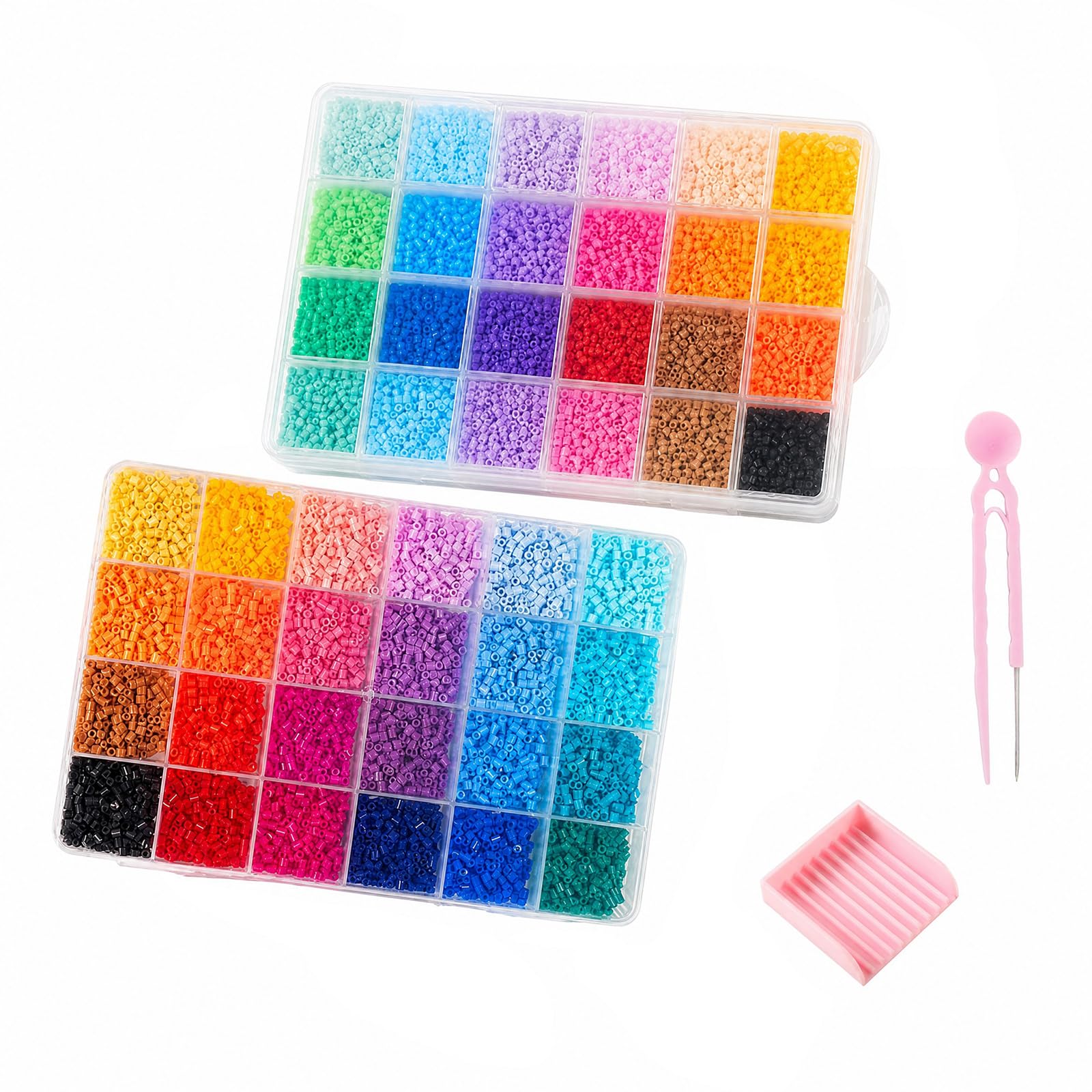 24000Pcs Fuse Beads Perler Beads Hama Beads Iron Beads for Adults, 24000 Pcs Creative Craft Set, 19x13x1.9 cm Storage Box for Artistic Projects and Educational Activities