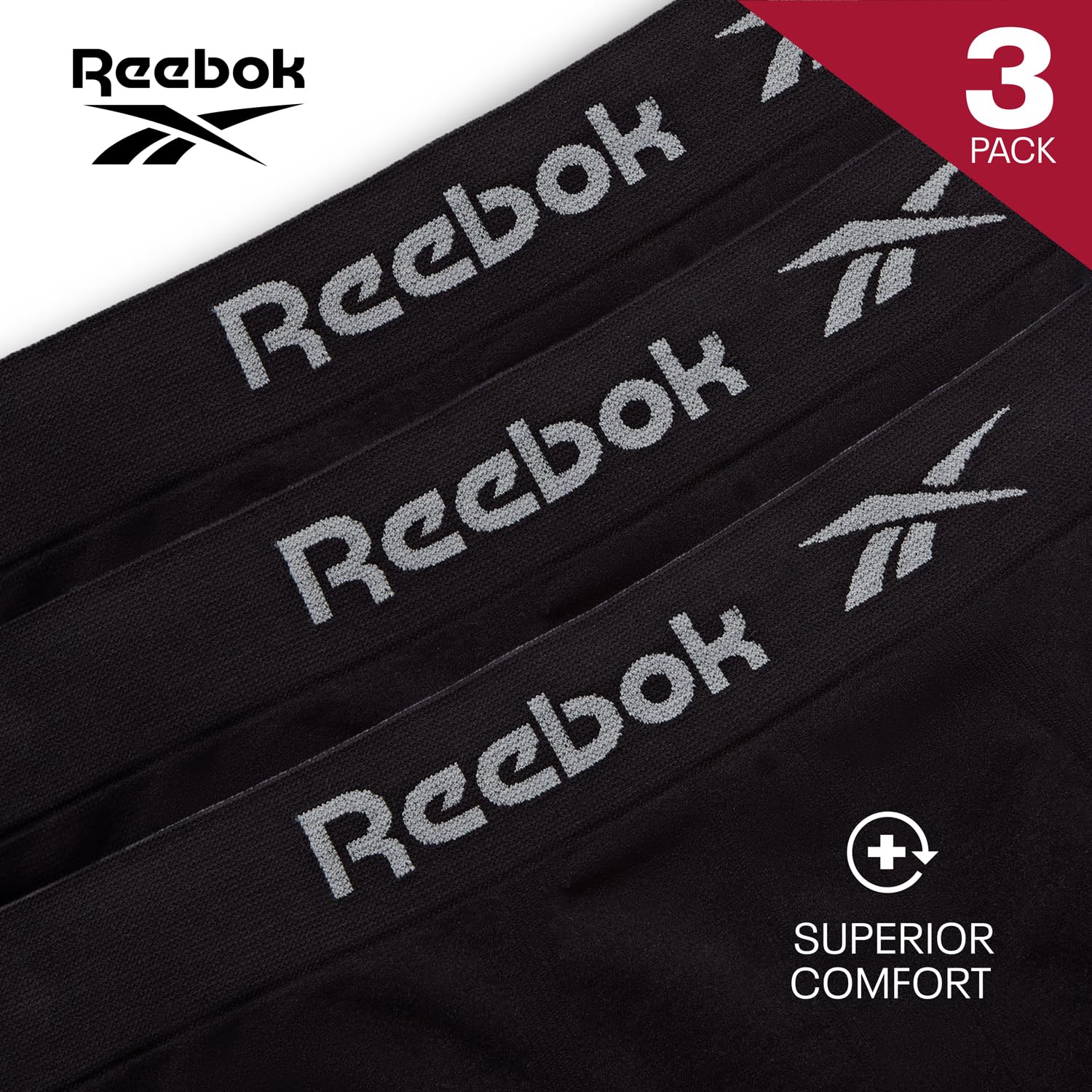 Reebok Dale Bokserki dla mężczyzn, bezszwowe bokserki męskie, oddychająca i rozciągliwa bielizna dla mężczyzn, wielopak, Czarny, L