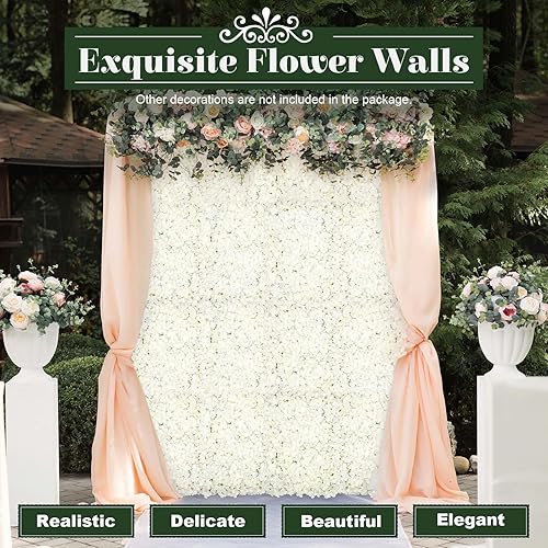 Vista 9 de 20 paneles de pared de flores artificiales, decoración de pared de 24 x 16 pulgadas, paneles decorativos de flores de hortensias para el hogar, 20