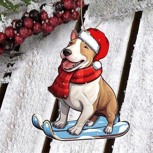 Miniatura 5 de Bull Terrier - Adorno de madera con estampado de perro para decoración de árbol de Navidad, regalos para amantes de los perros de Bull Terrier para