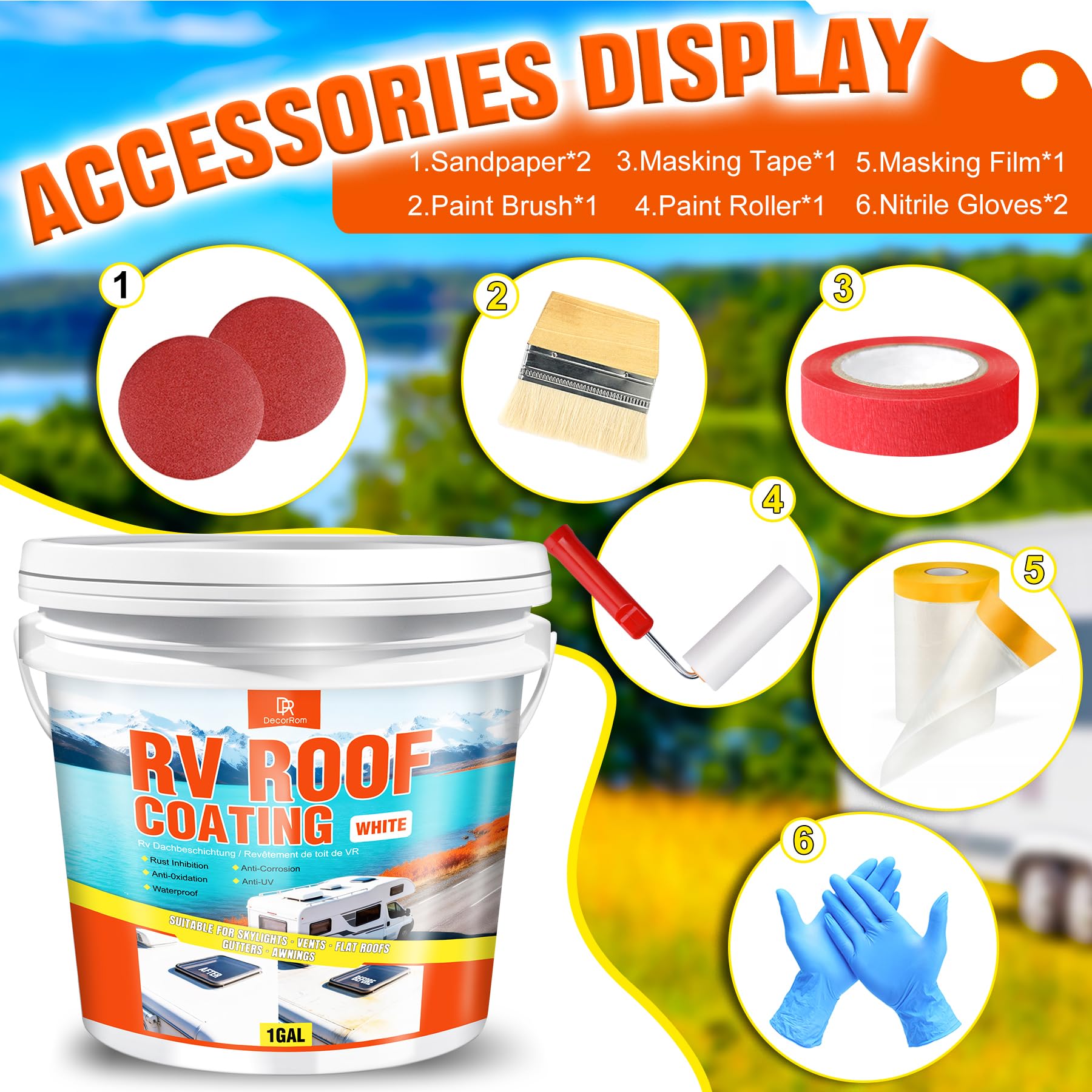 RV Roof Coating, 4L White RV Roof Sealant, Rust Inhibition & UV-Resistant for Repairing and Refurbishing EPDM, TPO, Fiberglass & Aluminum Camper, Travel Trailers Skylights, Vents, Flat Roofs - 3