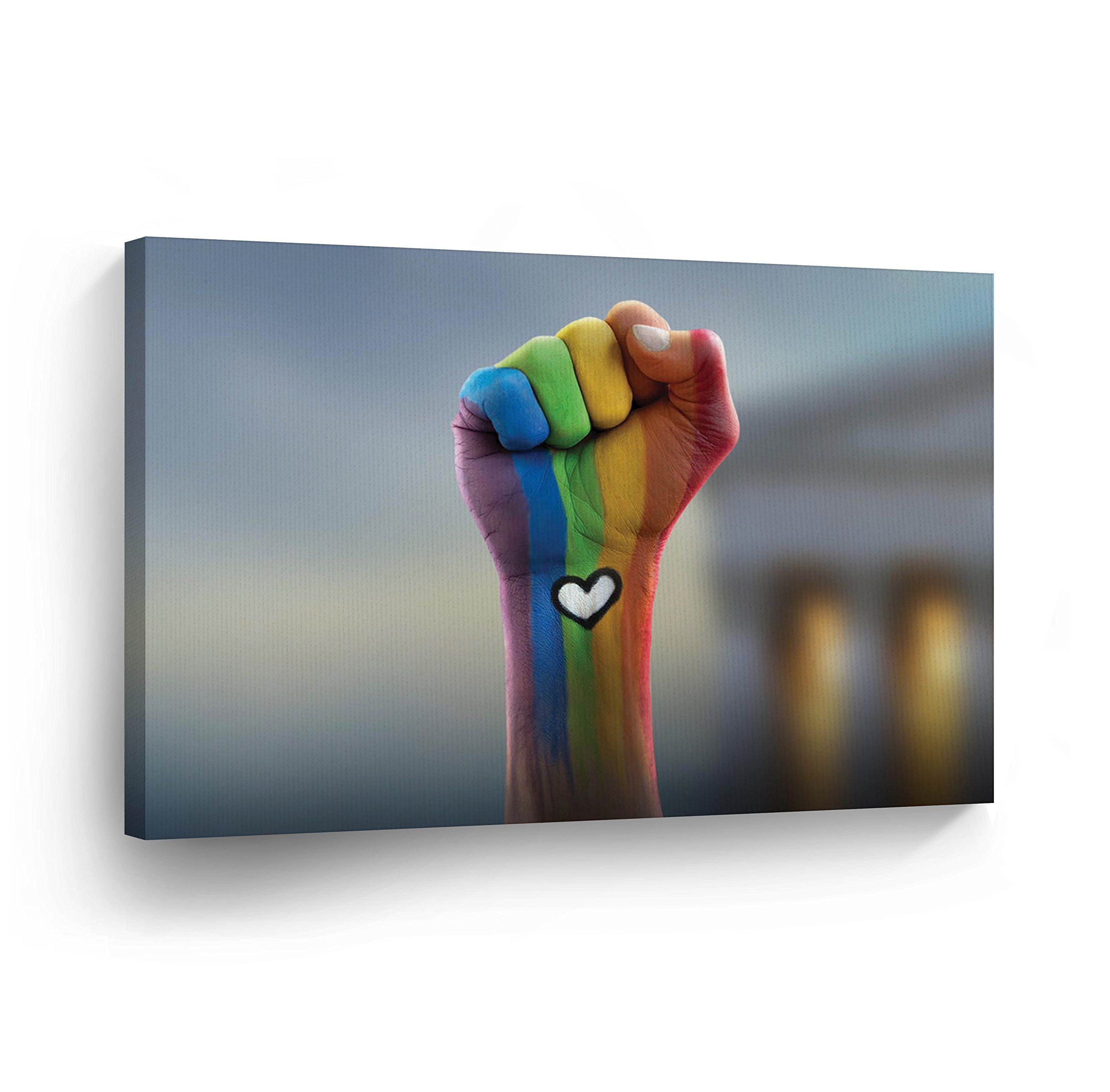 Gay Rights Canvas Print Be Strong Gay Love LGBT Flag Rainbow Colors Lesbian Gay Wall Art Love Decora