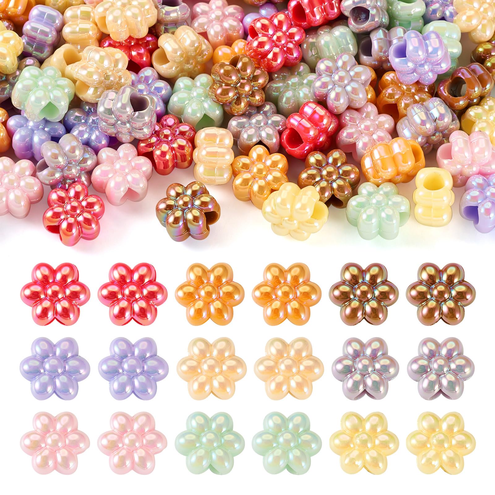 Lot De 20 Perles Acrylique Fleur Bronze Antique - 19,5 X 17 Mm - Trou 2mm