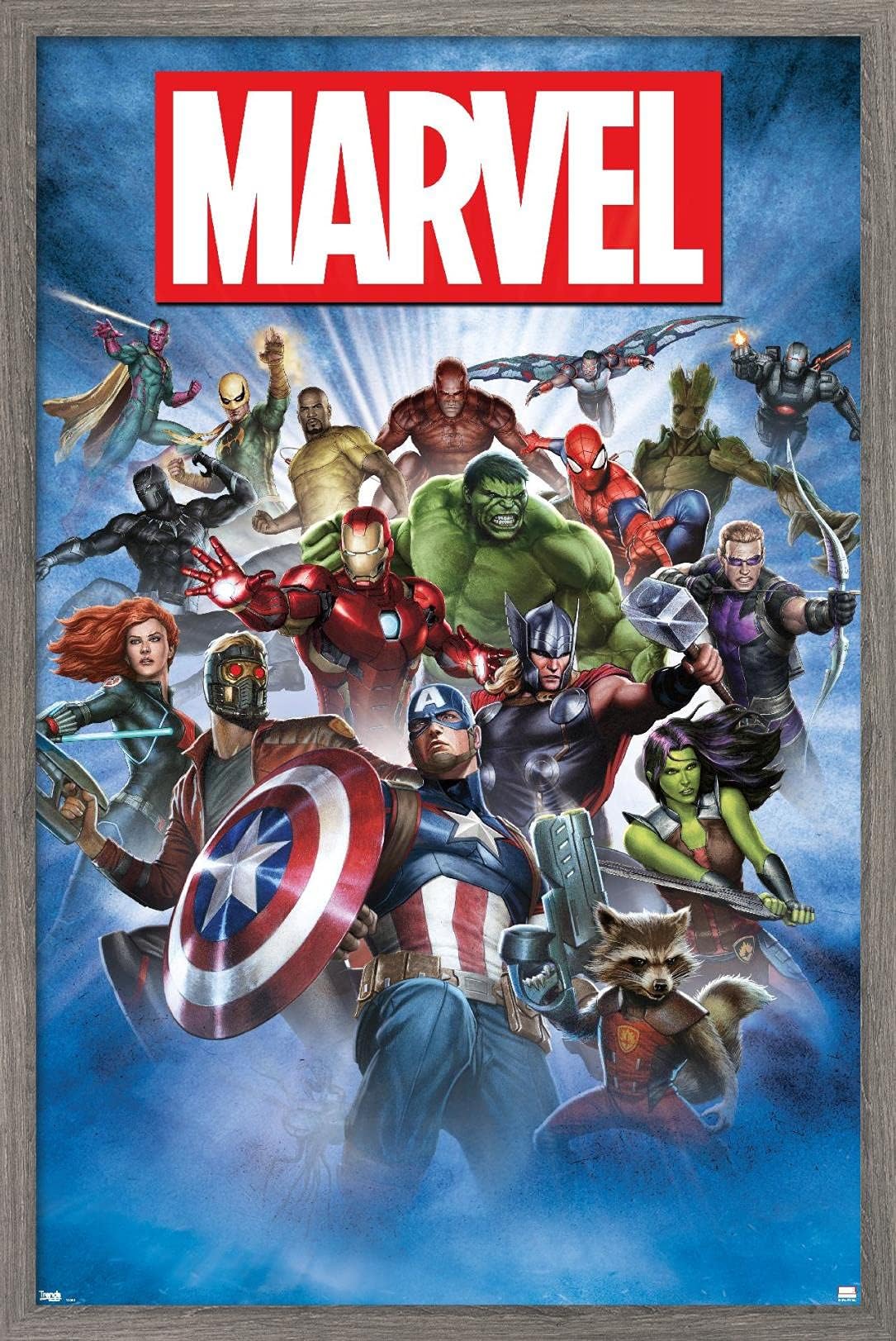 Trends International Marvel Comics - Group Shot Wall Poster, 14.725" x 22.375", Barnwood Framed Version