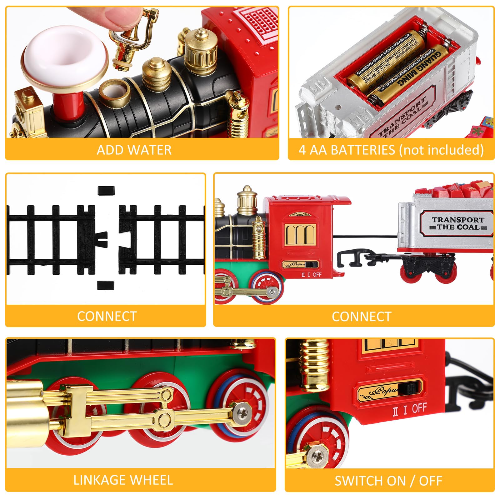 BESPORTBLE Set di Trenino Elettrico di Natale con Suoni, Luci E Binari - Regalo di Natale per Bambini da Mettere Sotto L'albero