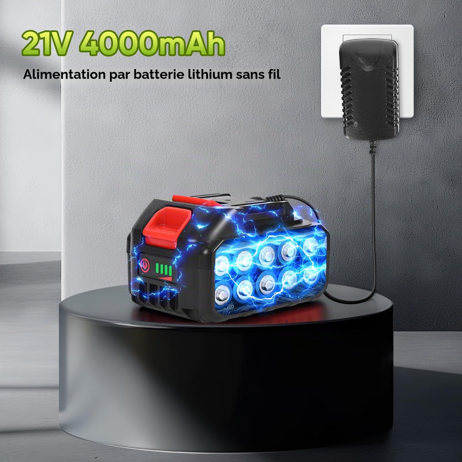 Cric hydraulique électrique 5T, Cric électrique avec Batterie 4,0Ah, Capacité de Levage 15-53cm, avec Chargeur, Pompe à air Gonflable et Lampe LED pour Voiture, SUV, berline, MPV