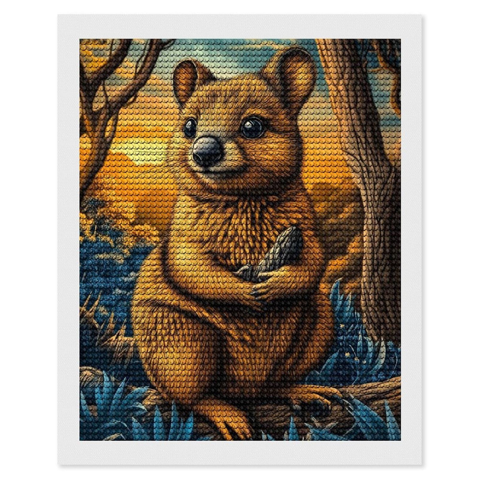 Junmoney Quokka Sunset Diamond Art Kit 16"x20", Creative Leisure Activity, Complete Accessories, Vintage Style Decor, for Women
