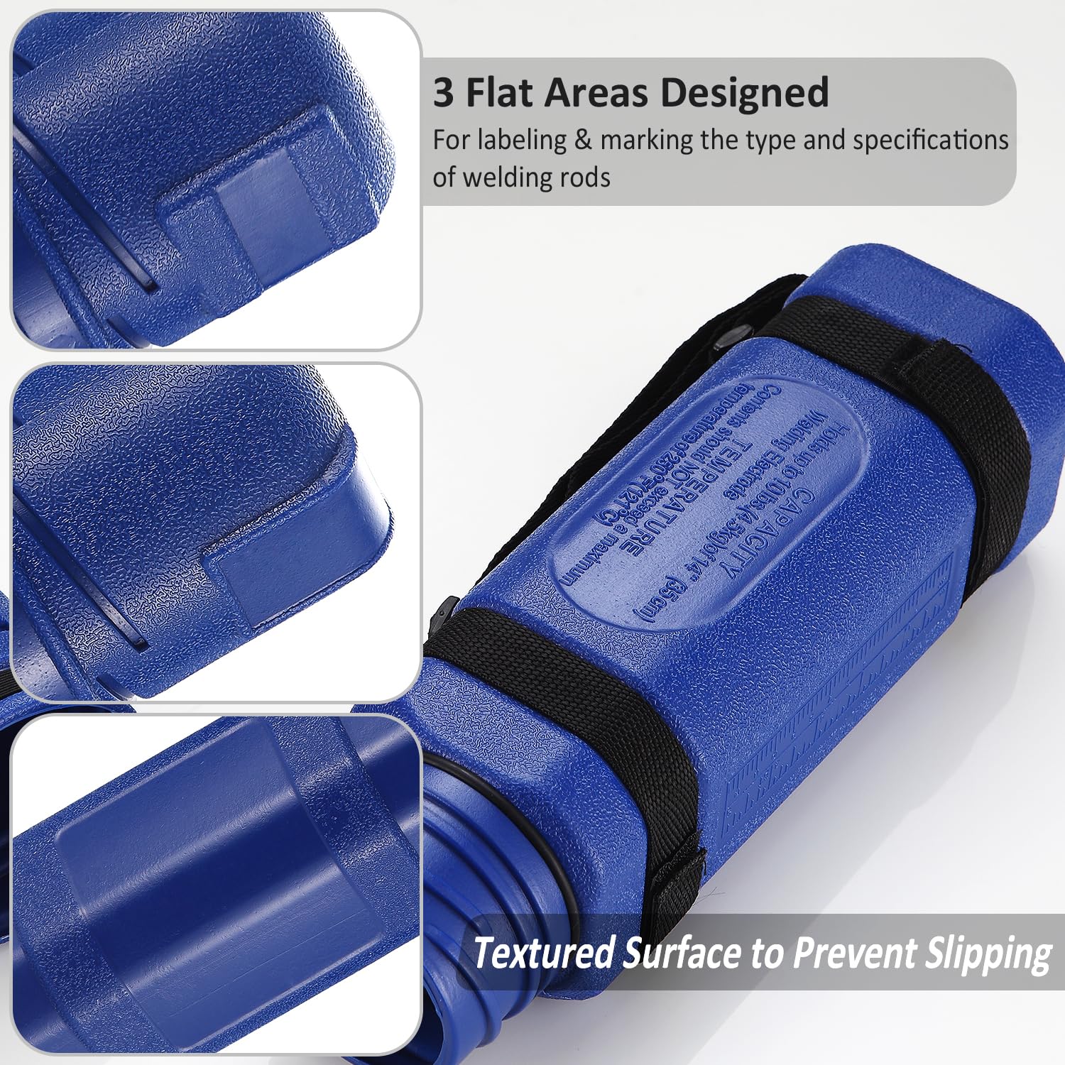 14" Rod Storage Container Tube – 1 Pack Blue Holder Canister For 10LB SMAW Welding Stick Electrodes, With Carry Strap & Label Areas