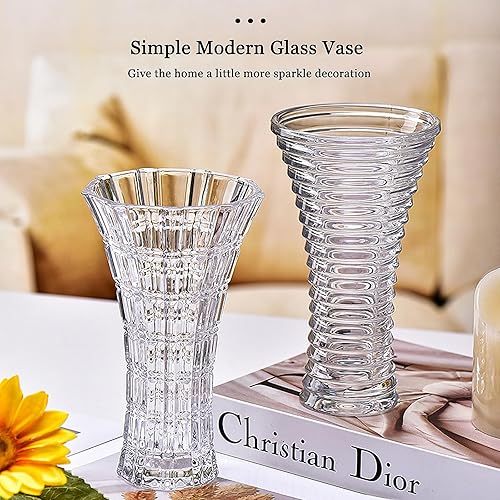 Miniatura 3 de Glass Vase for Flowers Modern Vases Home Decor Unique Flower Vases for Bouquet 7.7in Centerpiece,Decor Room,Living Room,Library,Office