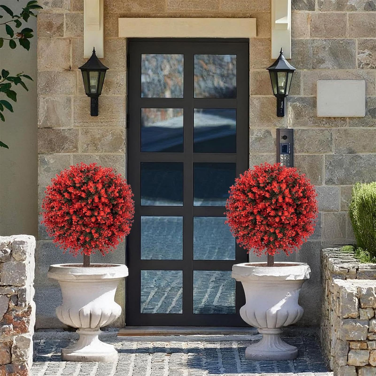 Sztuczne rośliny bukszpanowe na zewnątrz, odporne na promieniowanie UV, bukszpan, sztuczne drzewa zewnętrzne, sztuczny topiary, do ogrodu, patio, werandy, trawnika, ścieżki, podjazdu, krajobrazu