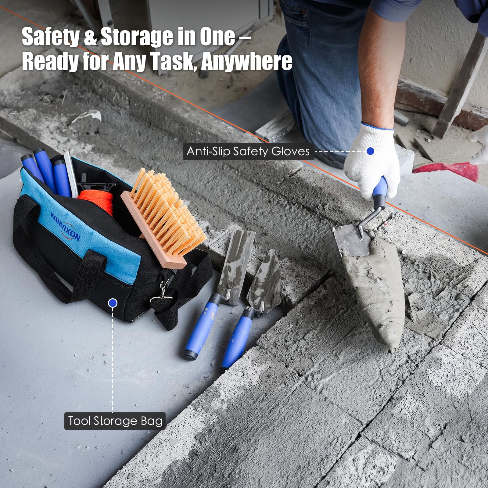 17PCS Masonry Hand Tools Set for Concrete & Bricklaying — Amazon image 6