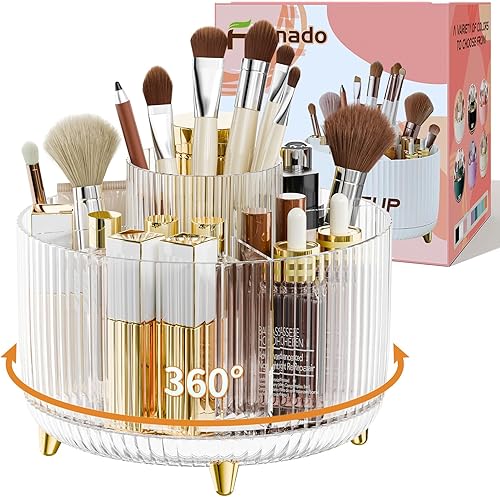 Miniatura 7 de Organizador de brochas de maquillaje giratorio de 360, organizador de maquillaje, organización de maquillaje y almacenamiento de cuidado de la piel