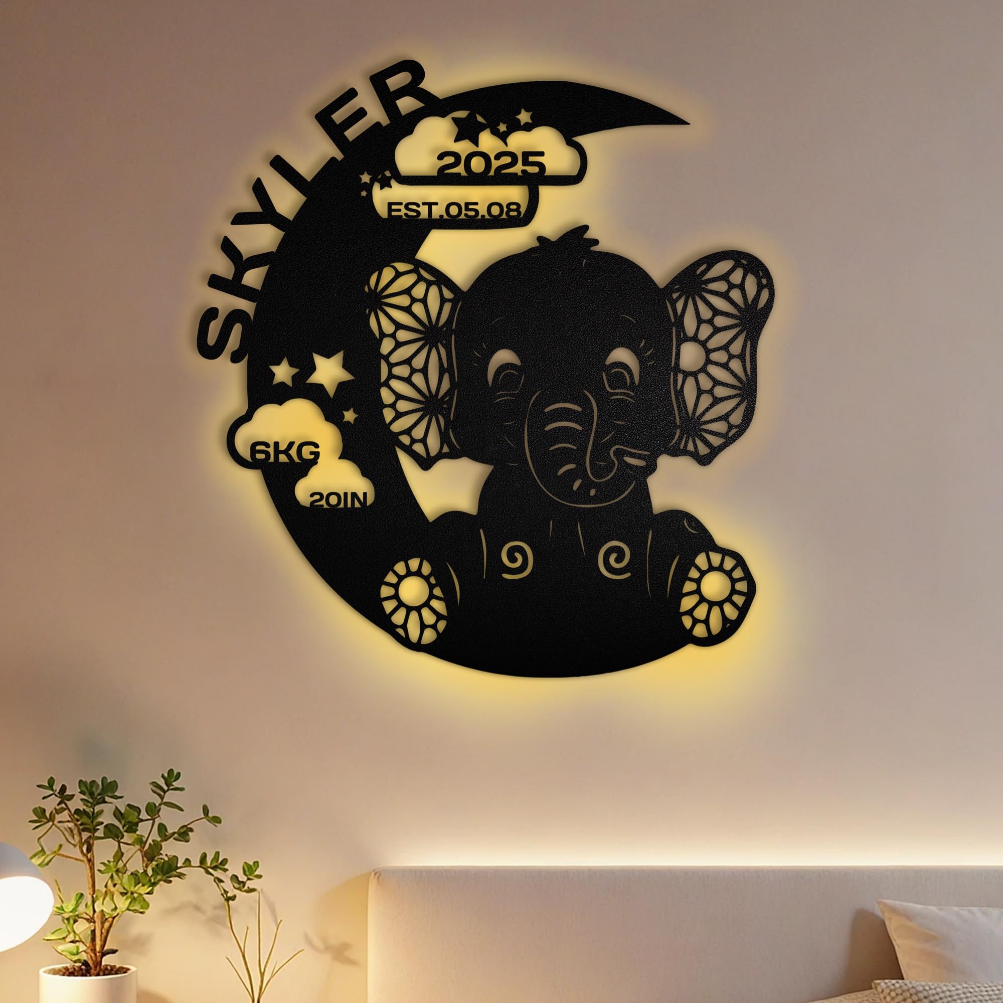 FCLYDER Personalized Name Sign for nursery Wall, Custom Iron Baby's Room Wall Light, Customized Name Sign Baby Room LED Decor, Family Name Signs