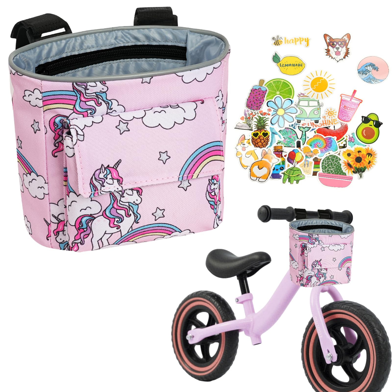 Flintronic Kids Bike Basket, Waterproof Bicycle Handlebar Bag, Detachable Bicycle Basket for Balance Bike