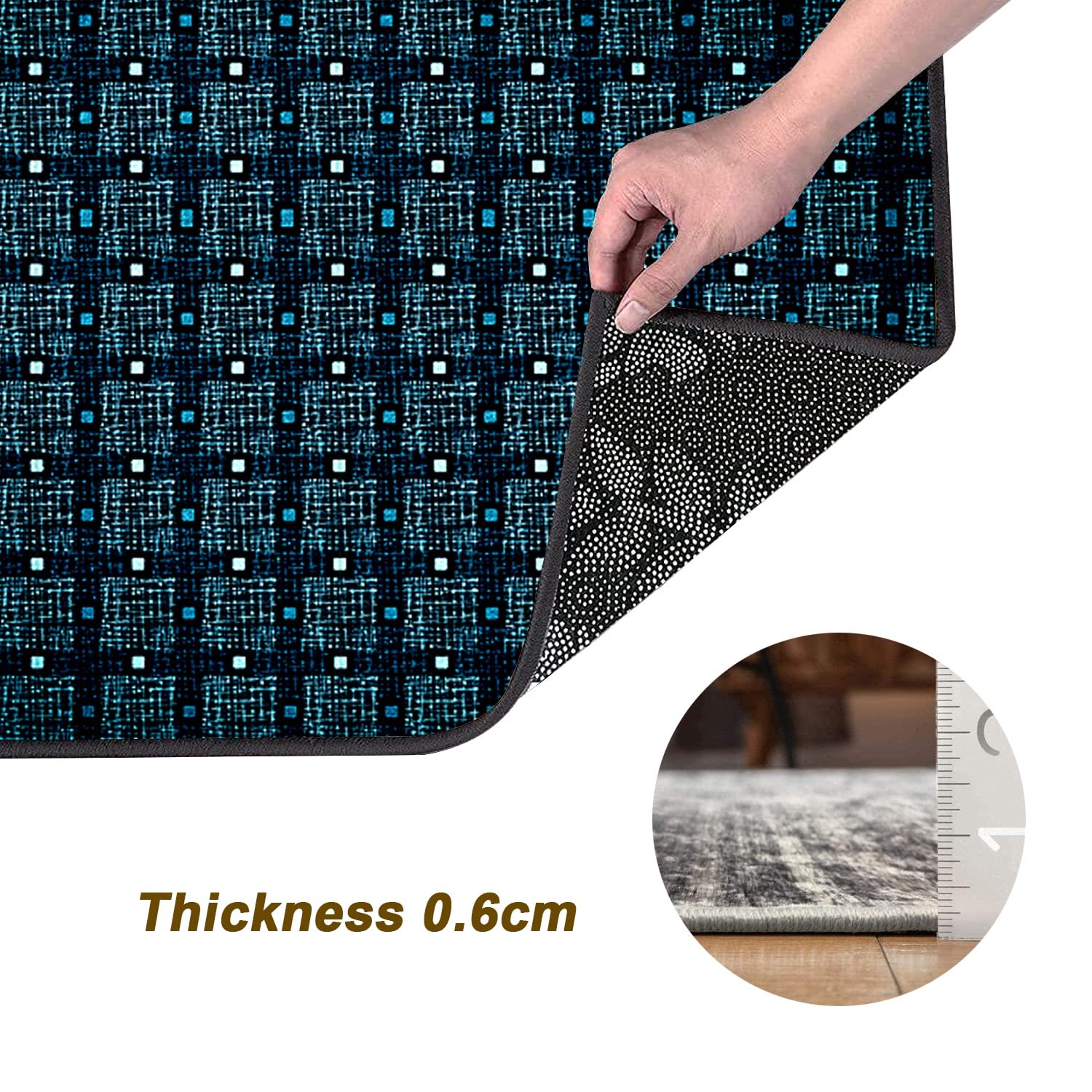 Kuchnia chodnik dywan do korytarza antypoślizgowy nowoczesny 5 cm x 5,9 cala niebieski zielony zmywalny chodnik drzwi dywan z gumowym spodem, szerokość 40 - 120 cm