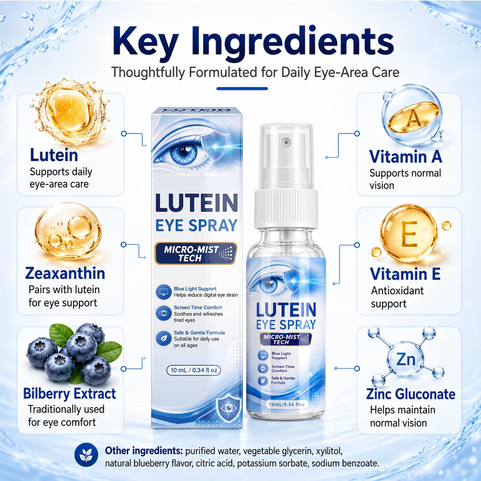 Lutein Eye Spray — Hydrating Mist, Portable for Daily Screen Eye Fatigue Relief — Amazon image 5
