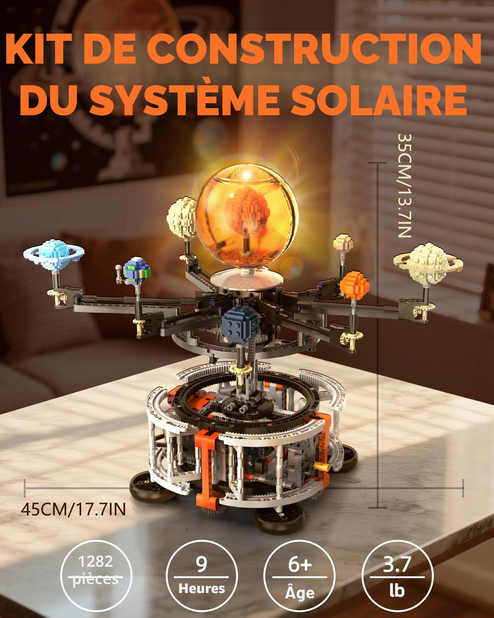 Kit de Construction de Système Solaire avec LED Lumière, 1282Pcs