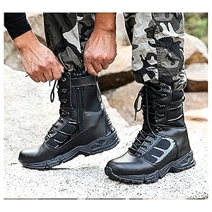 ミリタリーブーツ 黒 ハイカット メンズ ロングブーツ ブーツ ワークブーツ 靴 サイドジップ
