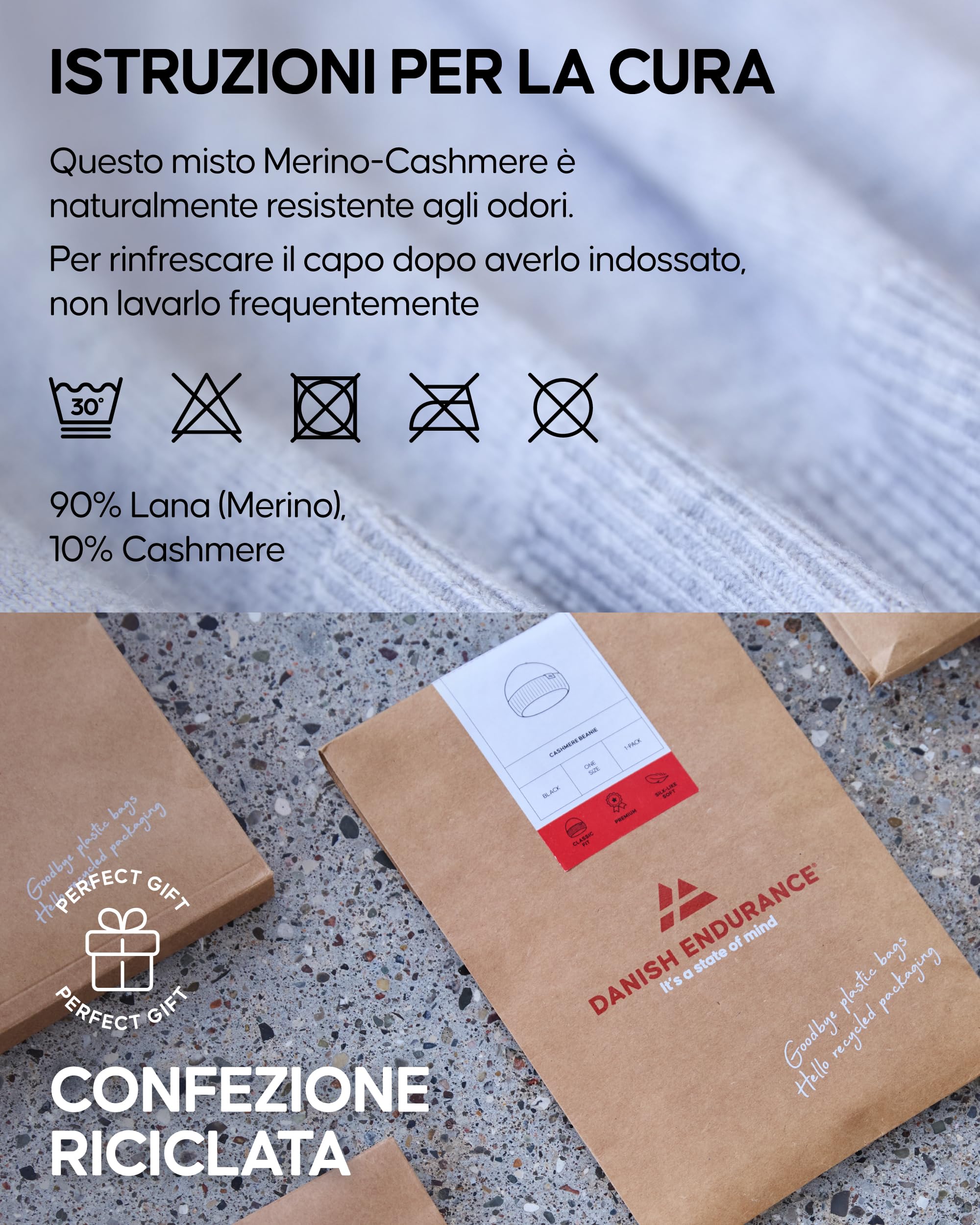 DANISH ENDURANCE Maglioncino Uomo Maniche Lunghe, Morbido Misto Cashmere, Maglione Girocollo Lana Merino e Cashmere, Comodo e Traspirante