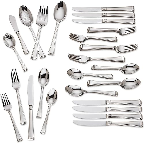 Gorham Column 45-Piece Flatware Set, 6.70 LB, Stainless
