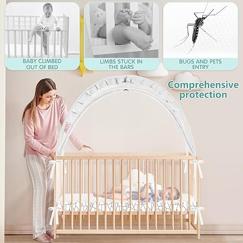 Miniatura 9 de Tienda de campaña para cuna red para cuna para mantener al bebé dentro, evita que el bebé salga de la cuna, tienda de campaña desplegable para cuna