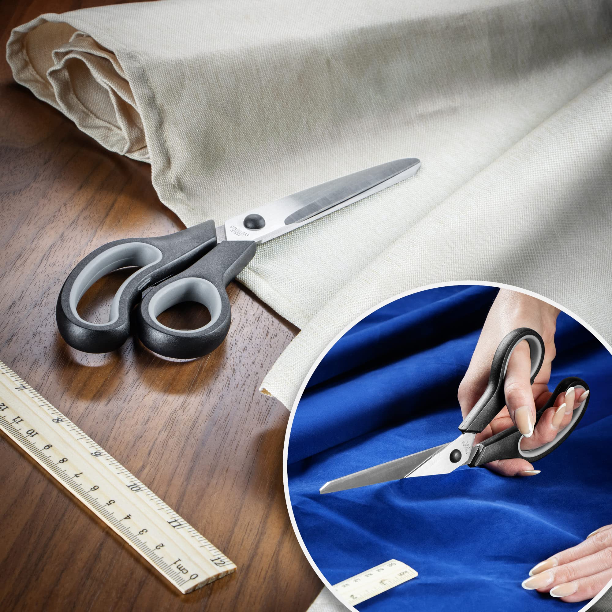 com-four® 30x Schere - große Küchenschere mit Komfortgriff - Bastelschere aus rostfreiem Edelstahl - Haushaltschere für Papier, Karton und Stoff - Schneiderschere - Allzweckschere (30x - M)