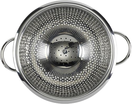 Miniatura 2 de GoodCook Colador gourmet, capacidad de 5 cuartos de galón, acero inoxidable con asas y pie de pedestal elevado, negro intenso