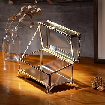 * vintage Jewelry box ✵ * 硝子の ジュエリーボックス Amazon.com: DHCGPP Glass Vintage Jewelry Box Keepsake