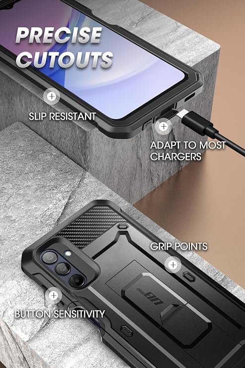SUPCASE for Samsung Galaxy A16 Case with Screen Protector (Unicorn Beetle Pro), [Built-in Stand & Belt-Clip] [Military-Grade Protection] Full Body Heavy Duty Phone Case for Galaxy A16 (2024) (Black)