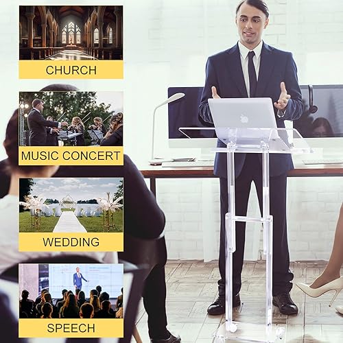 Miniatura 2 de Beeveer Soporte de acrílico para atriles transparentes, púlpitos para aula, oficina, concierto, conferencias de 23.6 x 15.7 pulgadas, ángulo de
