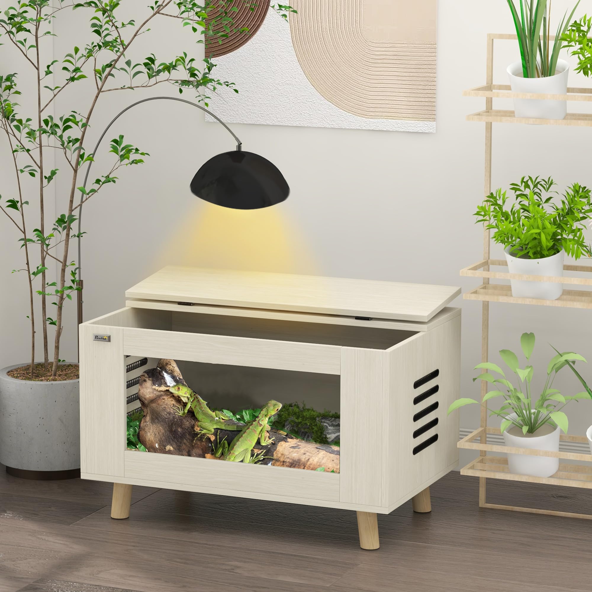 Terrario Per Rettili In Legno 60x29.5x29.5 Cm - Vetro Scorrevole Per Lucertole, Serpenti E Camaleonti - Foto 11