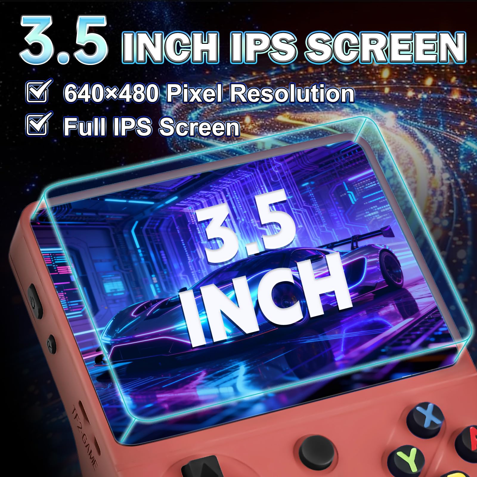 Forlarme RG36PRO Retro Video Game Console-Support 30000+ Classic Games,3.5"IPS Screen,Open Source System,64G TF card,3000mAh Battery,Portable Console for Teen or Partner - Gift for Christmas - Red