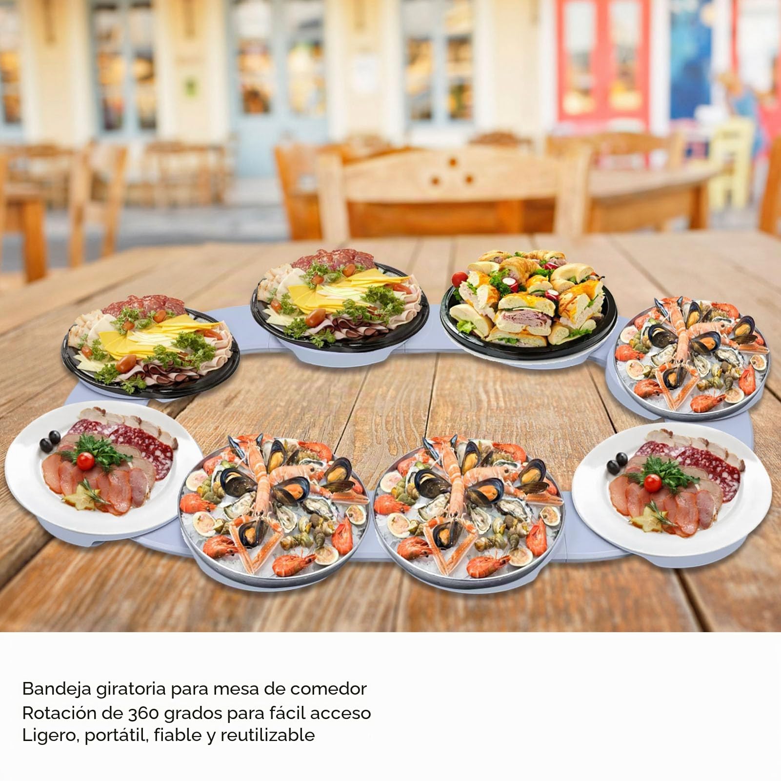 Bandeja Giratoria para Mesa de Comedor, Bandeja Organizadora de Alimentos Reutilizable Multifuncional, Bandeja Giratoria con Diseño de Riel Deslizante para Mesa de Comedor