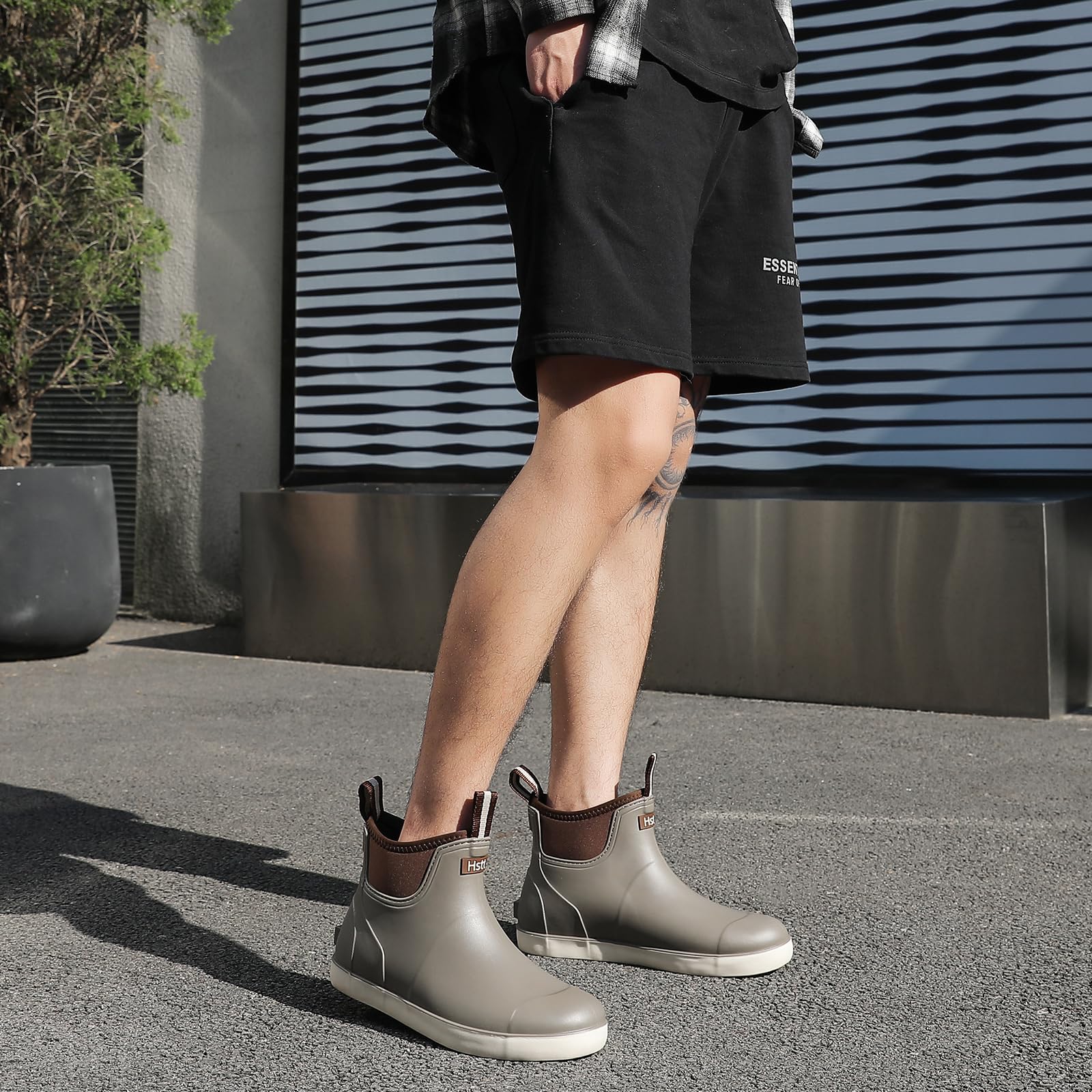 Yenxapei Stivali Gomma Uomo, Stivali Da Pesca, Stivaletti Antinfortunistica Uomo, Da Esterno Antiscivolo Da Pioggia Shorty Boots, Comode Leggere Scarpe Da Giardino