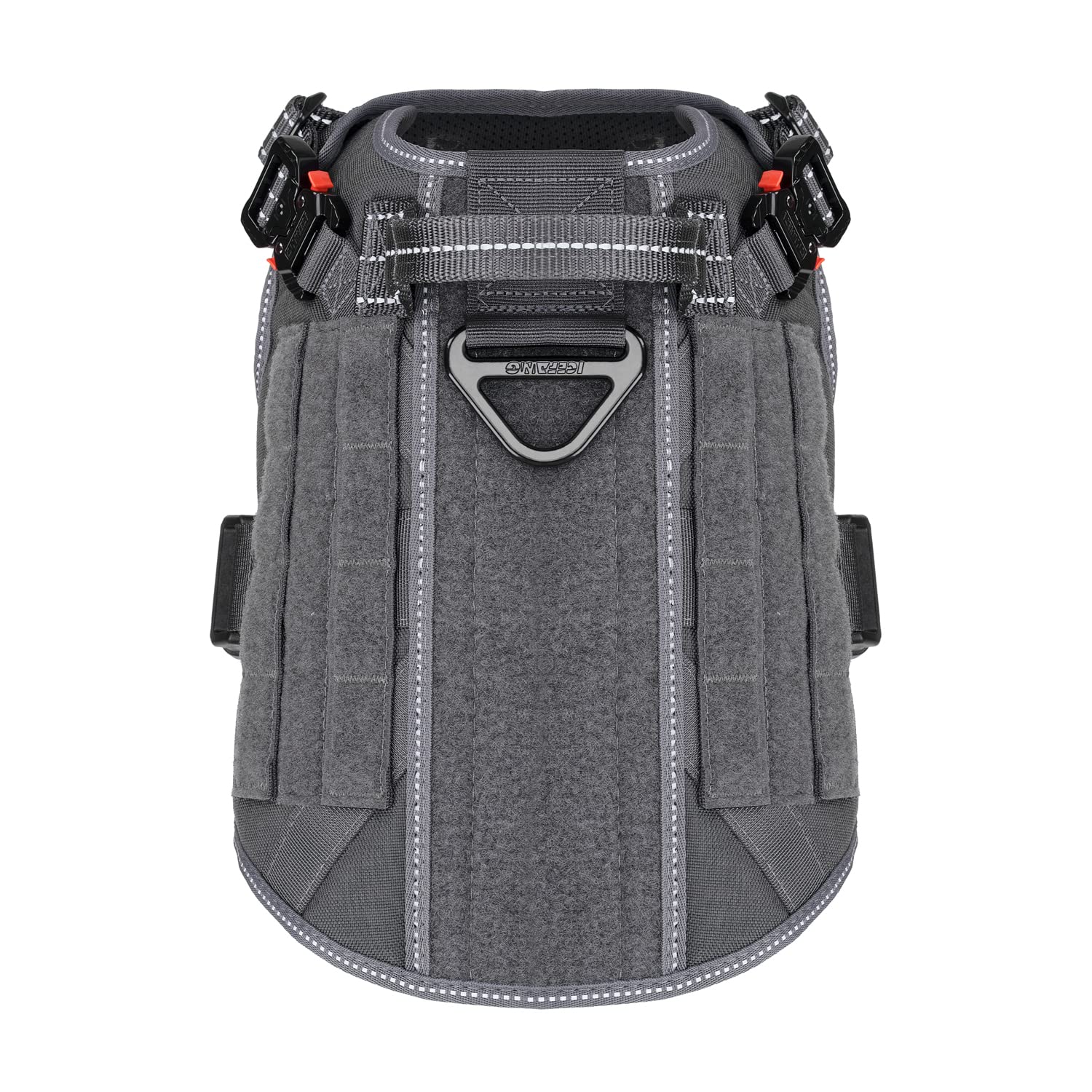 ICEFANG Tactical Dog Harness,Medium Size, 2X Metal Buckle,Working Dog MOLLE Vest with Handle,No Pulling Front Leash Clip,Hook and Loop Panel
