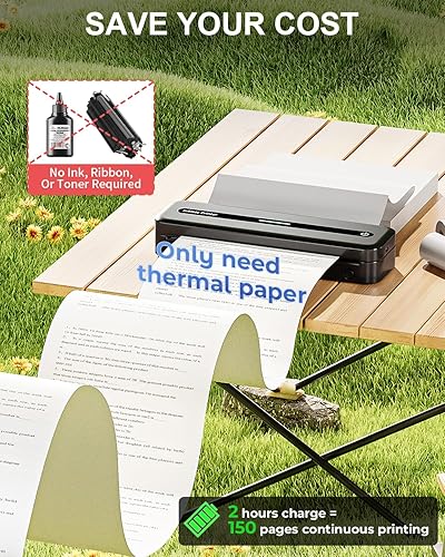 Miniatura 6 de COLORWING Portable Printers Wireless for Travel, 300DPI Mini Compact Inkless Printer, Thermal Bluetooth Printer Compatible with Android and iOS