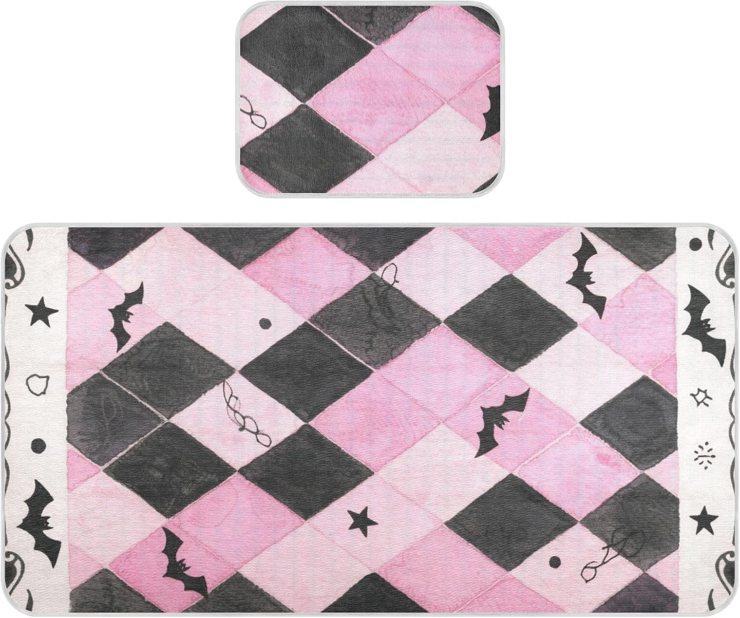 Gothic Pink Grid Cooling Baby Mattress pad Waterproof 28" x 52" Absorbent Mattress pad Cover for Baby&Toddler